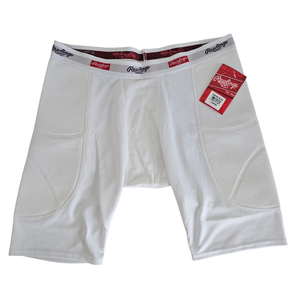 Rawlings Mens White Padded Baseball Sliding Shorts Large NWT